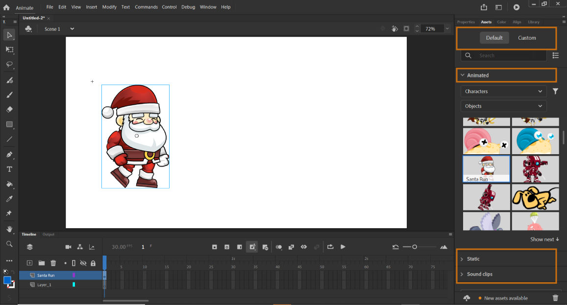 Tabs and Sections in Assets Panel
