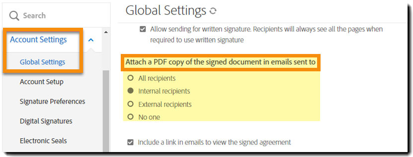 Attached PDF in email controls