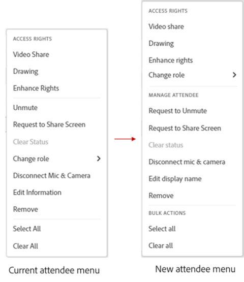 Notes pod menu before and after 12.7 release