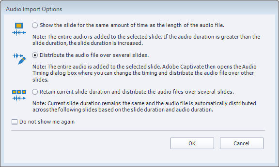 Audio Import Options dialog