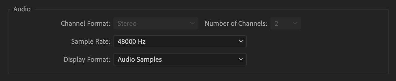 Audio sequence settings in Premiere Pro