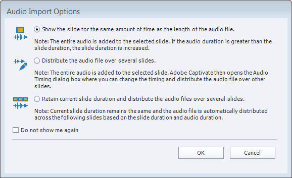 Audio import options