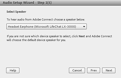 Select speaker when configuring audio using the wizard