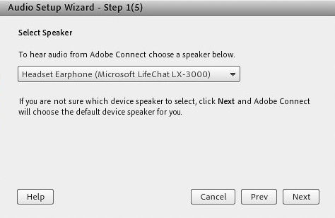 Select speaker when configuring audio using the wizard