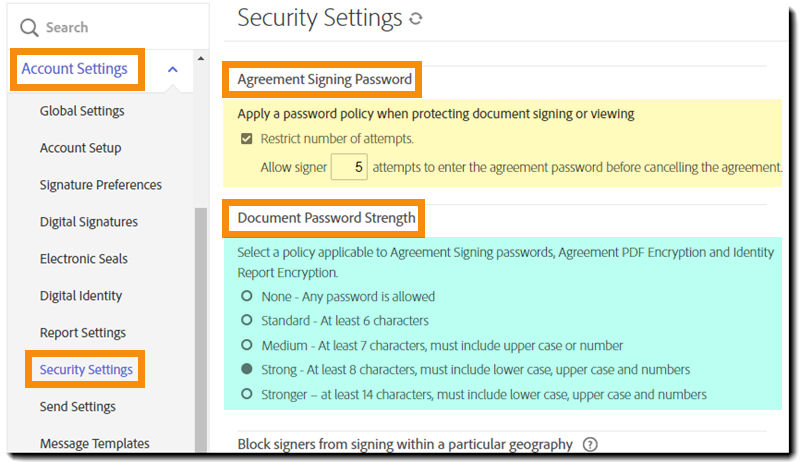 Password security controls