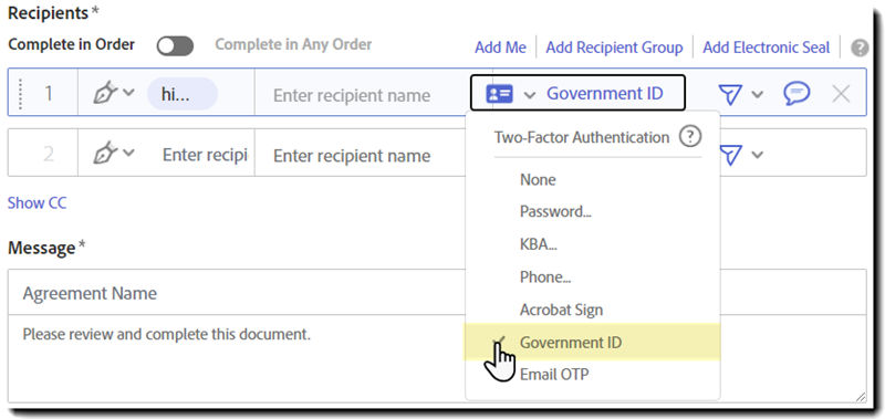 Select the authenticaation method