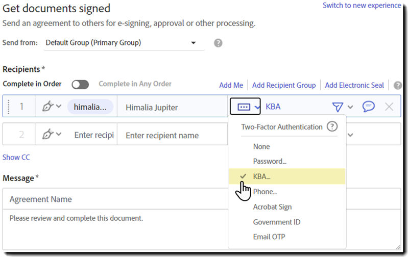 Select the authenticaation method