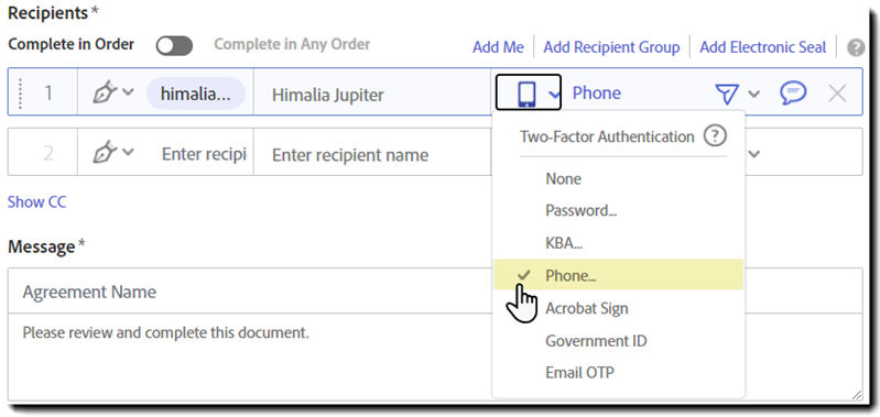 Select the authenticaation method