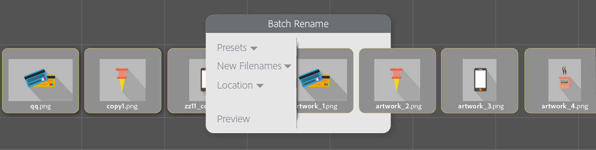 Batch rename files in Adobe Bridge