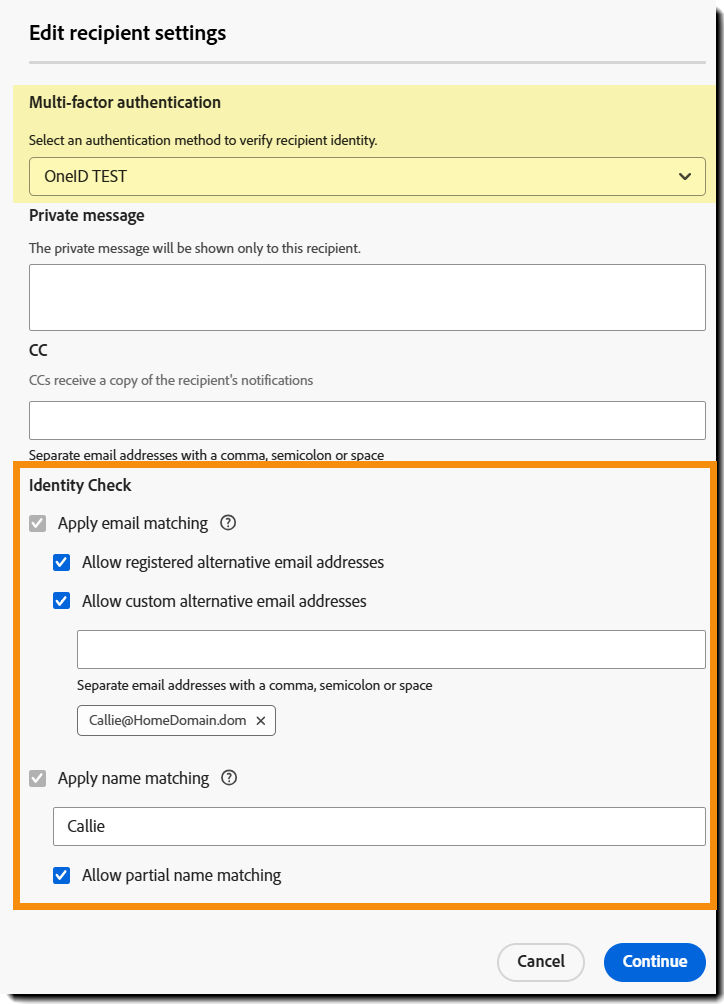 The Compose page with the authenticaiton methods expanded and the digital identity method highlighted.