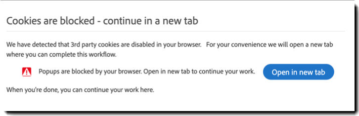 Bump out message for browsers with 3rd party cookies disabled