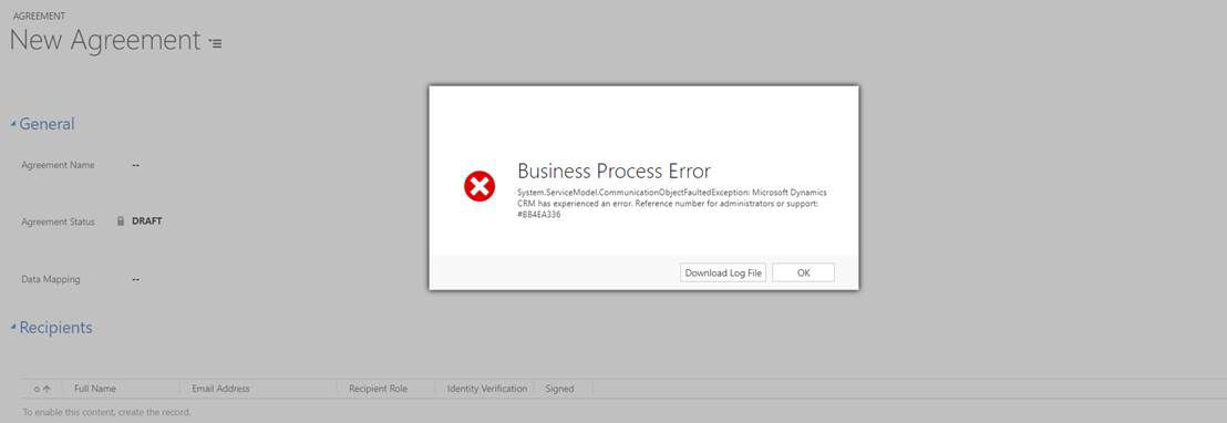 Business process error