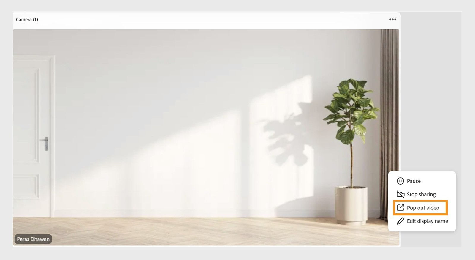 Pops out video from the Camera pod