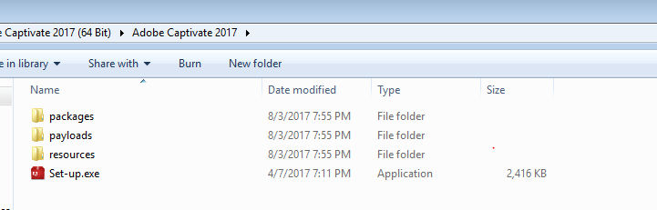 Captivate 2017 folder structure