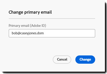 The email update overlay with the new email value added