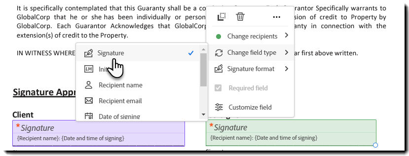 Change field types