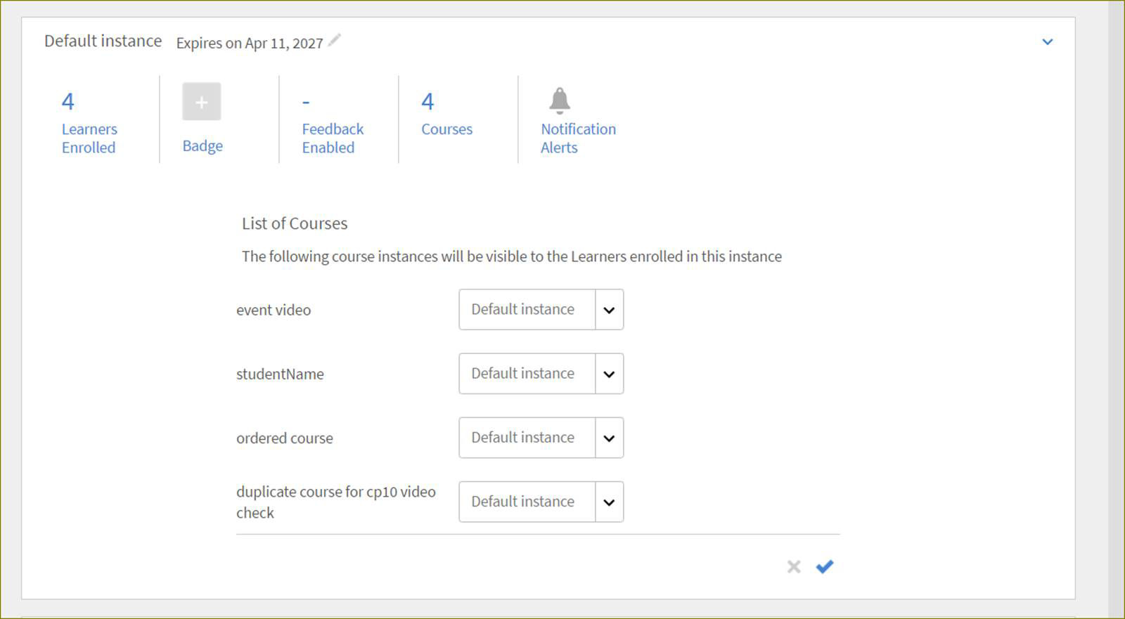 Change instance mapping in a Learning Program