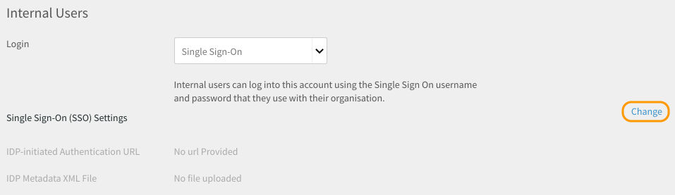 Change option to configure SSO settings