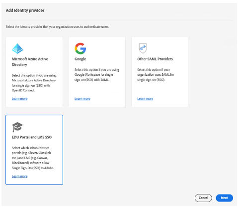 Choose EDU portal and LMS SSO