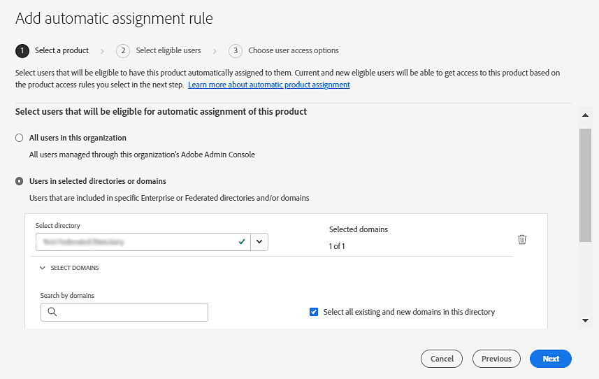 Choose users that will be eligible for automatic assignment of the selected product.