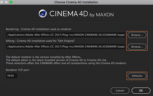 CINEMA 4D Installation dialog