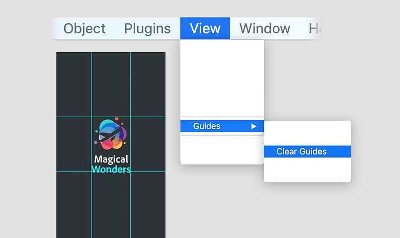 Clear guides added to an artboard