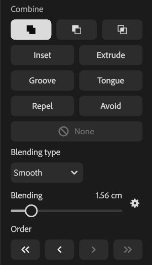 The combine parameters as they appear in Modeler