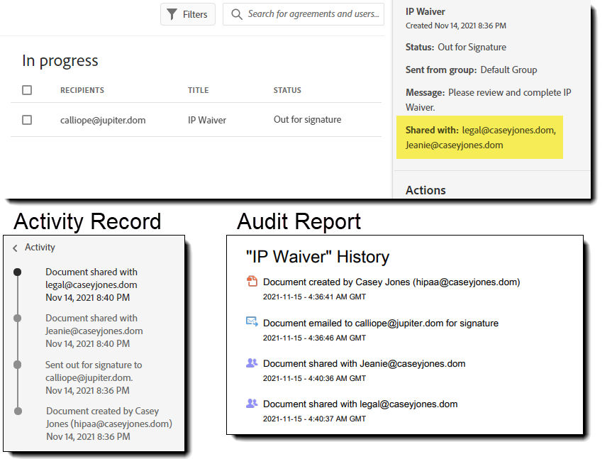 Completed share records