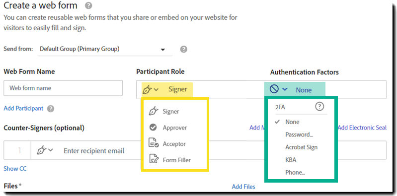 First recipient record with the Roles and Authentications exposed