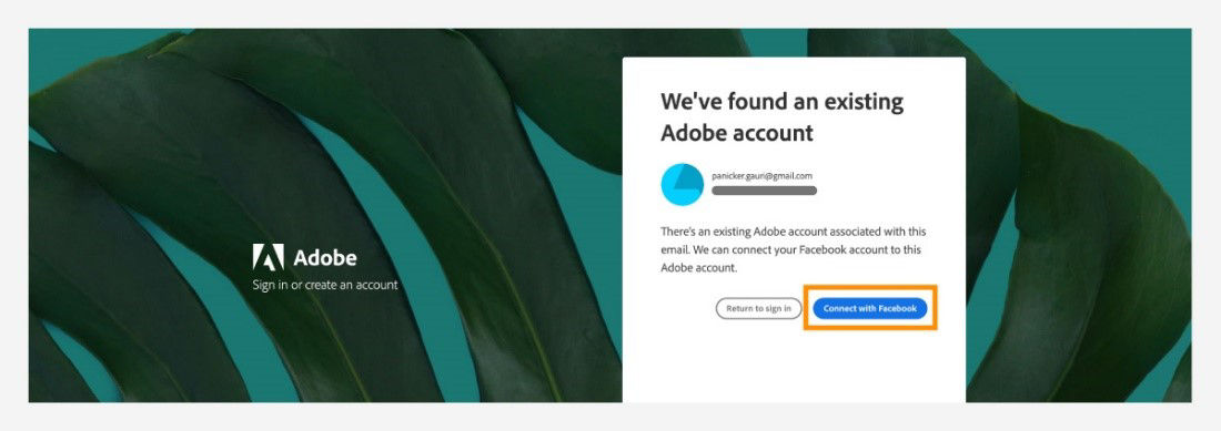 Connect your Facebook account with Adobe account