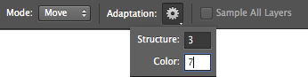 Photoshop Change the Color adaptation value 