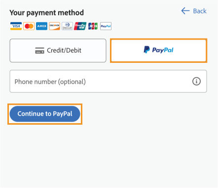 Switch from a credit card to PayPal