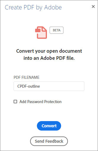 Create PDF pane