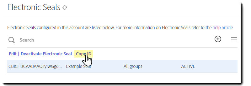 Copy an Electronic Seal ID