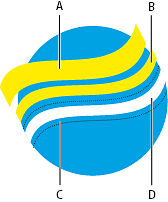 Copy of stroke used for spread trap

A. Overprinted top stroke creates spread trap B. Bottom stroke creates knockout C. Area of knockout D. Area of trap