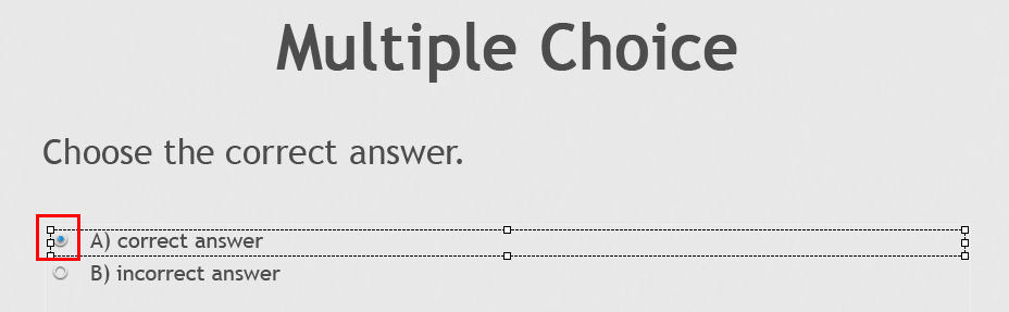 Correct answer option