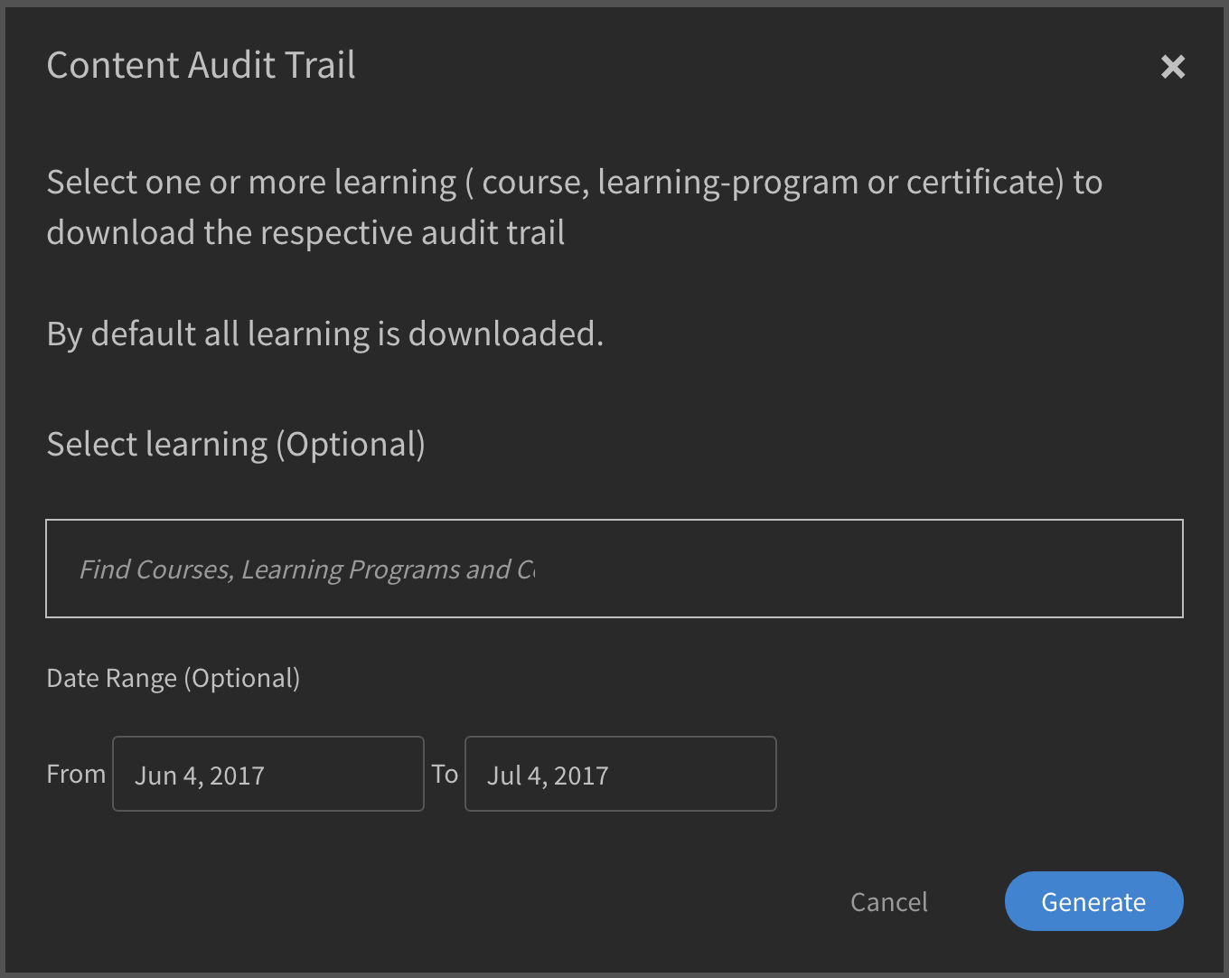 Course audit trail