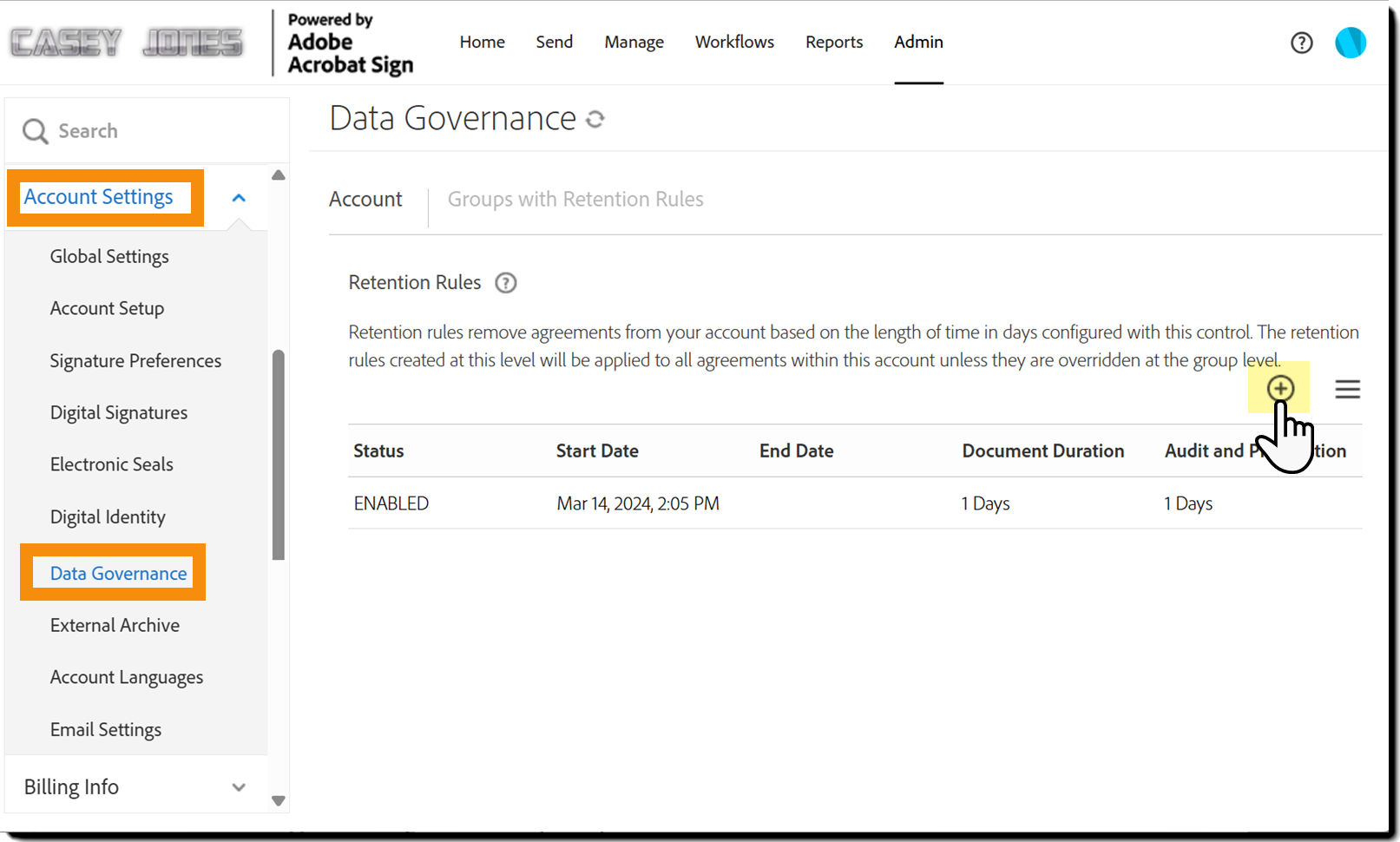 Navigate to Data Governance