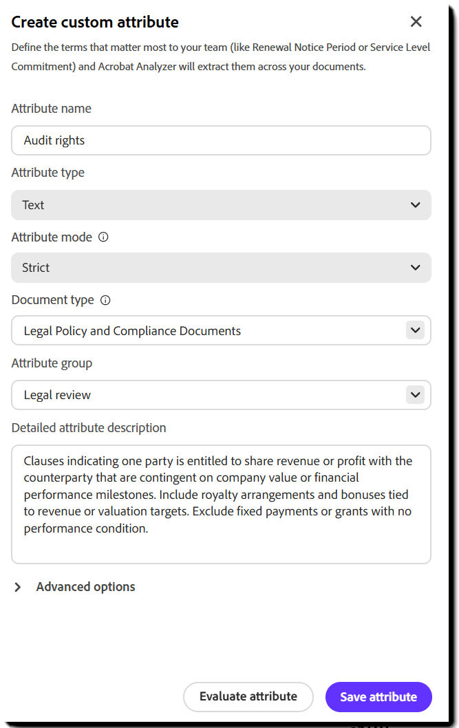 The custom attribute form.
