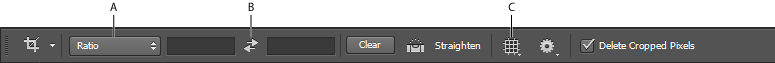 Crop tool options in Photoshop