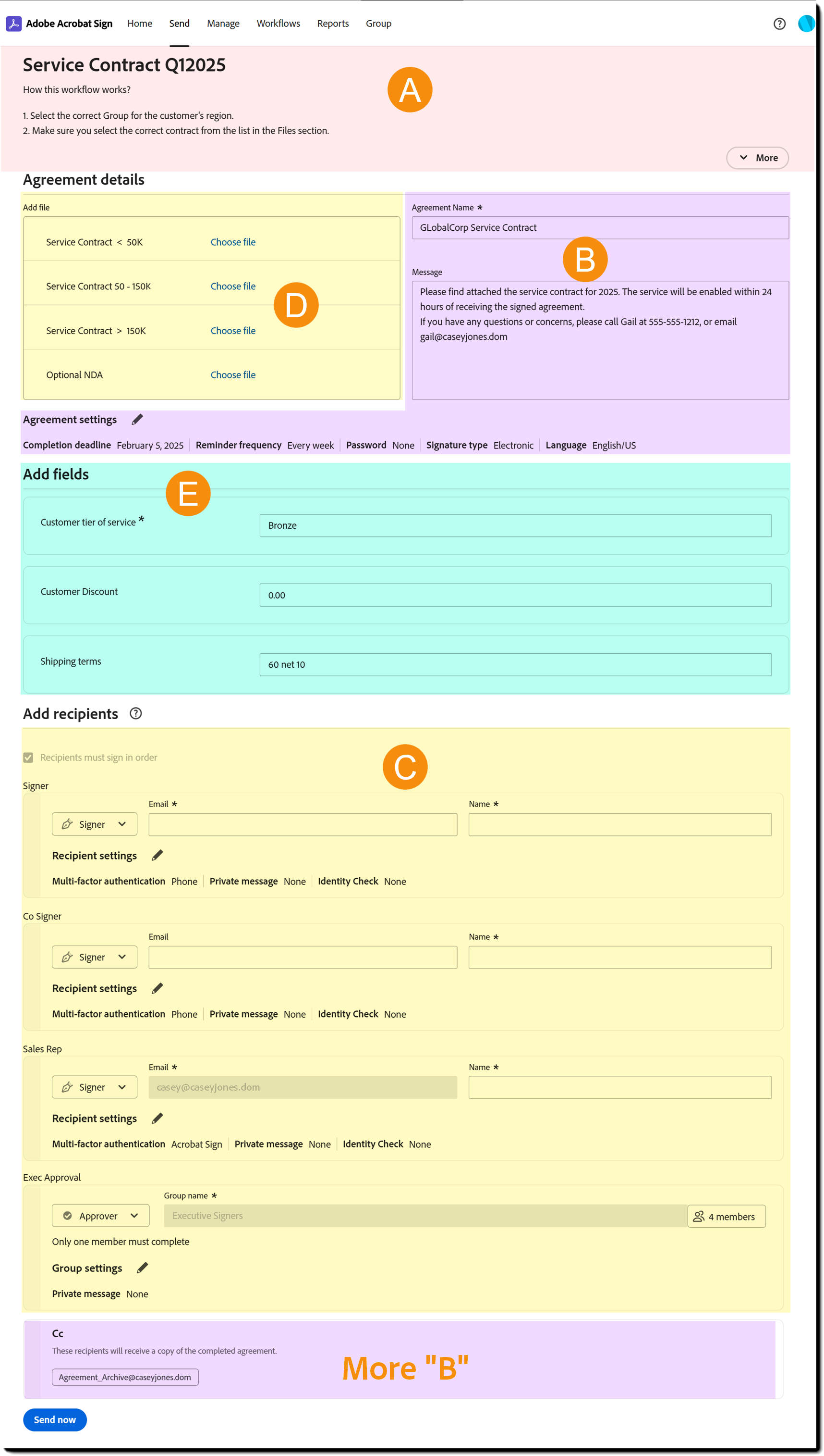 Workflow configured agreement