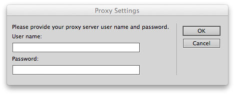Proxy server settings prompted by Dreamweaver