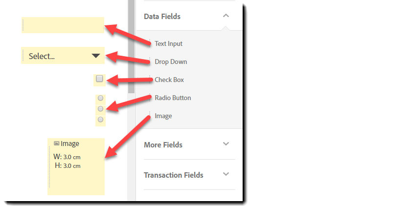 The data fields