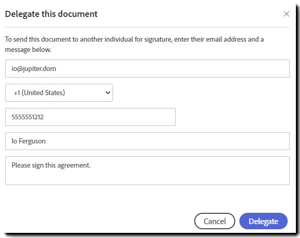 The input panel for the new recipient