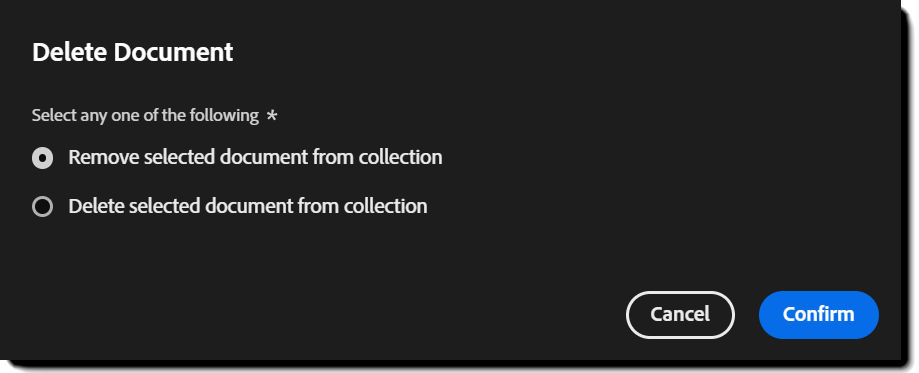 Challenge to delete the file or remove it from the collection.