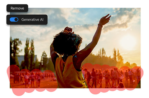 Photo of a woman waving her hands in the sunset in a forest