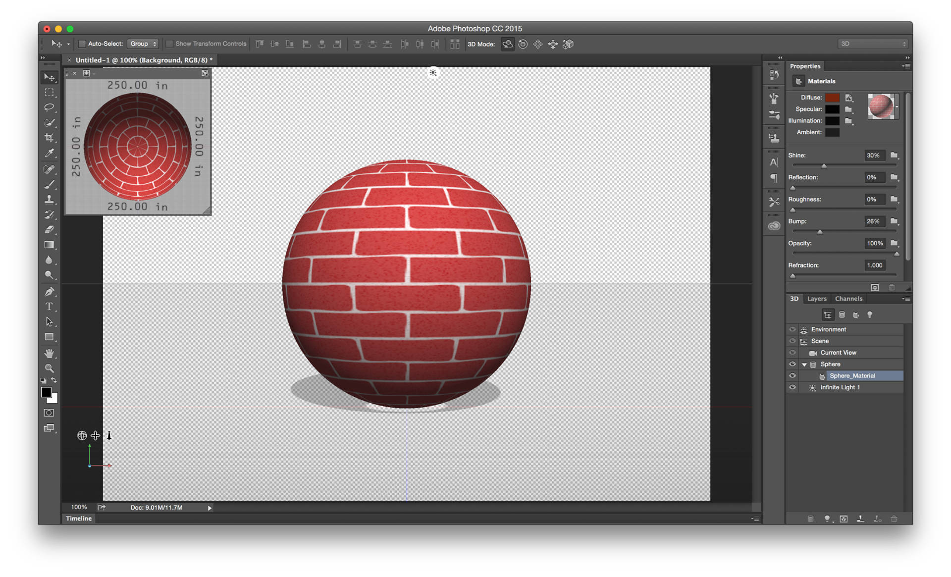 Photoshop texture in the 3D panel