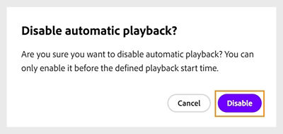 Disable automatic playback confirmation pop up window