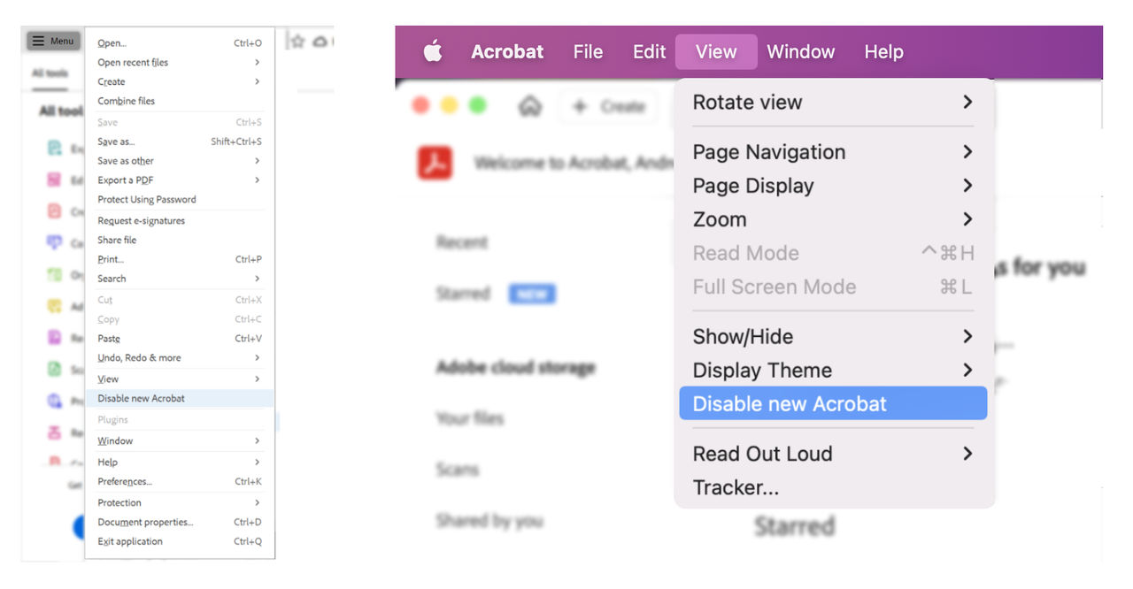 如何關閉新的 Acrobat