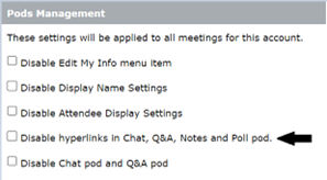 Option to Disable Hyperlinks in various pods